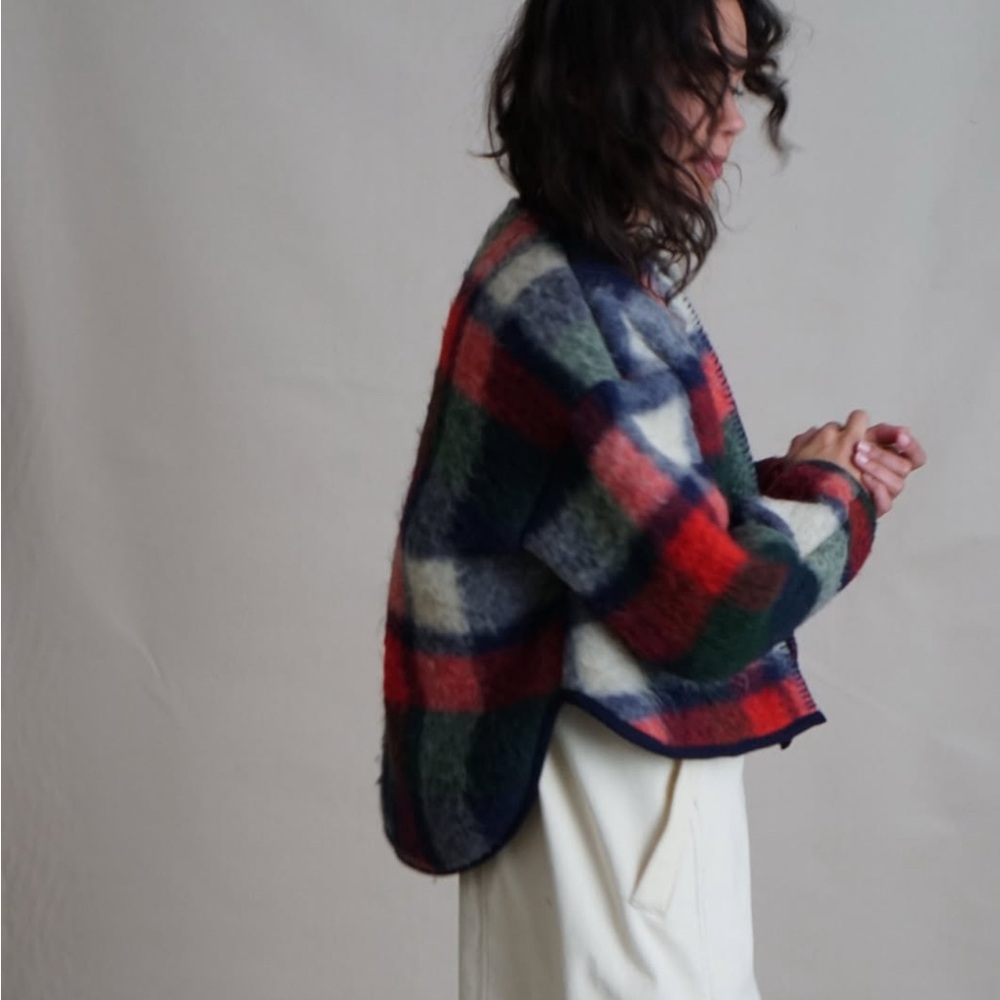 Custom Made Plaid Multicolor Women's Sweater/Jacket